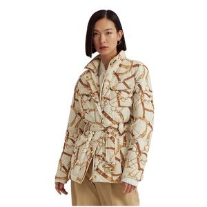 LAUREN Ralph Lauren® Belting-Print Diamond-Quilted Down Coat.Size XXL